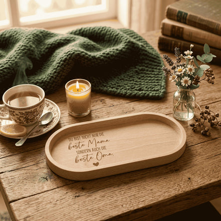 Muttertag Geschenk Mama Oma – beste Mama beste Oma – Holztablett mit Gravur – personalisiertes Geschenk Muttertag, Muttertagsgeschenk,