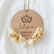 Personalisiertes Holzschild zur Kommunion, Konfirmation oder Taufe mit Namen & Datum – Geschenk für Patenkind, Patenkind Geschenk