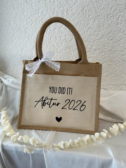 Abitur 2026 Geschenk – Jutetasche „You did it“ Abi bestanden, Abschluss Geschenk Schule, Abi Geschenk Idee, Endlich Abitur