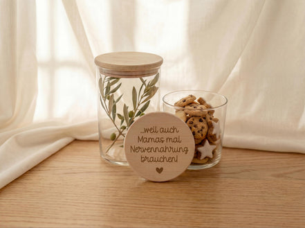 Geschenk Mama Vorratsglas lustig „Nervennahrung“ – Süßigkeiten Glas Muttertag Geschenk Mama Geschenkidee Mitbringsel personalisiert möglich