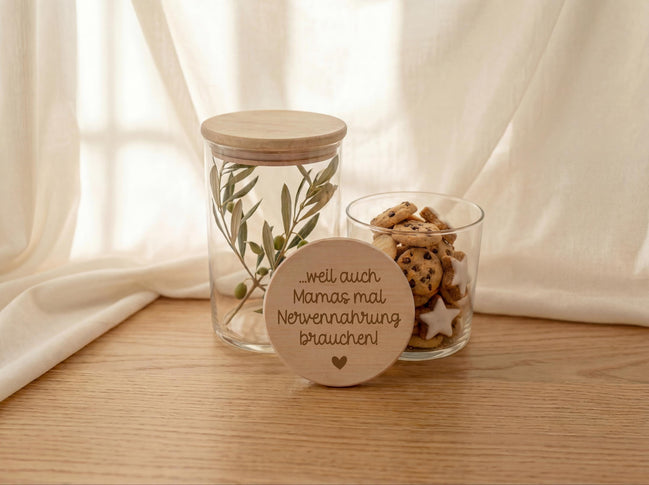 Geschenk Mama Vorratsglas lustig „Nervennahrung“ – Süßigkeiten Glas Muttertag Geschenk Mama Geschenkidee Mitbringsel personalisiert möglich