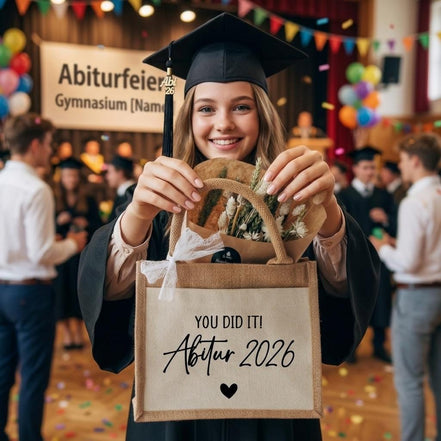 Abitur 2026 Geschenk – Jutetasche „You did it“ Abi bestanden, Abschluss Geschenk Schule, Abi Geschenk Idee, Endlich Abitur