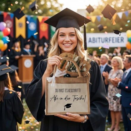 Abi in der Tasche Geschenk – Jutetasche Abitur bestanden, lustiges Abi Geschenk, Abschluss Geschenk Schule, Du hast es geschafft! Abitur 26