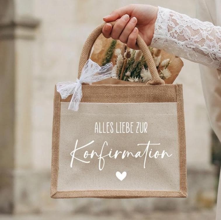 Konfirmation Geschenk personalisiert – Jutetasche „Alles Liebe zur Konfirmation“, Geldgeschenk Konfirmation Mädchen Junge