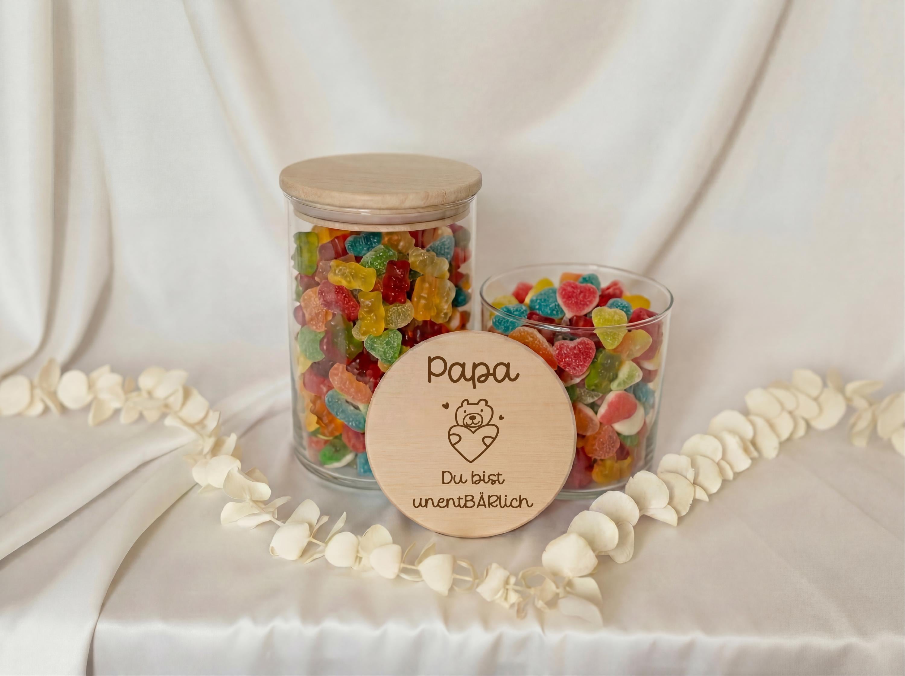 Vatertag Geschenk Papa – du bist unentBÄRlich Vorratsglas– Geschenk für Papa oder Opa, Süßigkeiten Glas mit Holzdeckel,Geschenkidee Vatertag