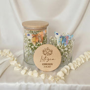 Geldgeschenk Kommunion personalisiert mit Name Datum – Geschenk Kommunion Mädchen Junge – Vorratsglas Gravur Taufe Konfirmation,