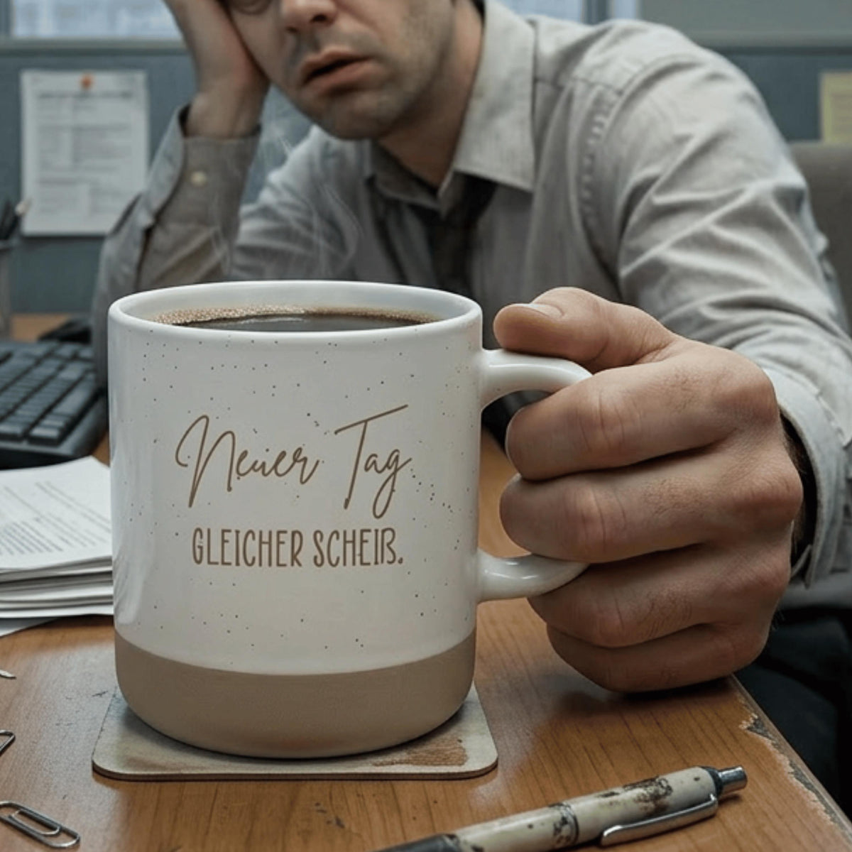 Neuer Tag Gleicher Scheiß Tasse – lustige Büro Tasse – Sarkasmus Kaffee Tasse – witziges Geschenk für Kollegen – Humor Keramiktasse