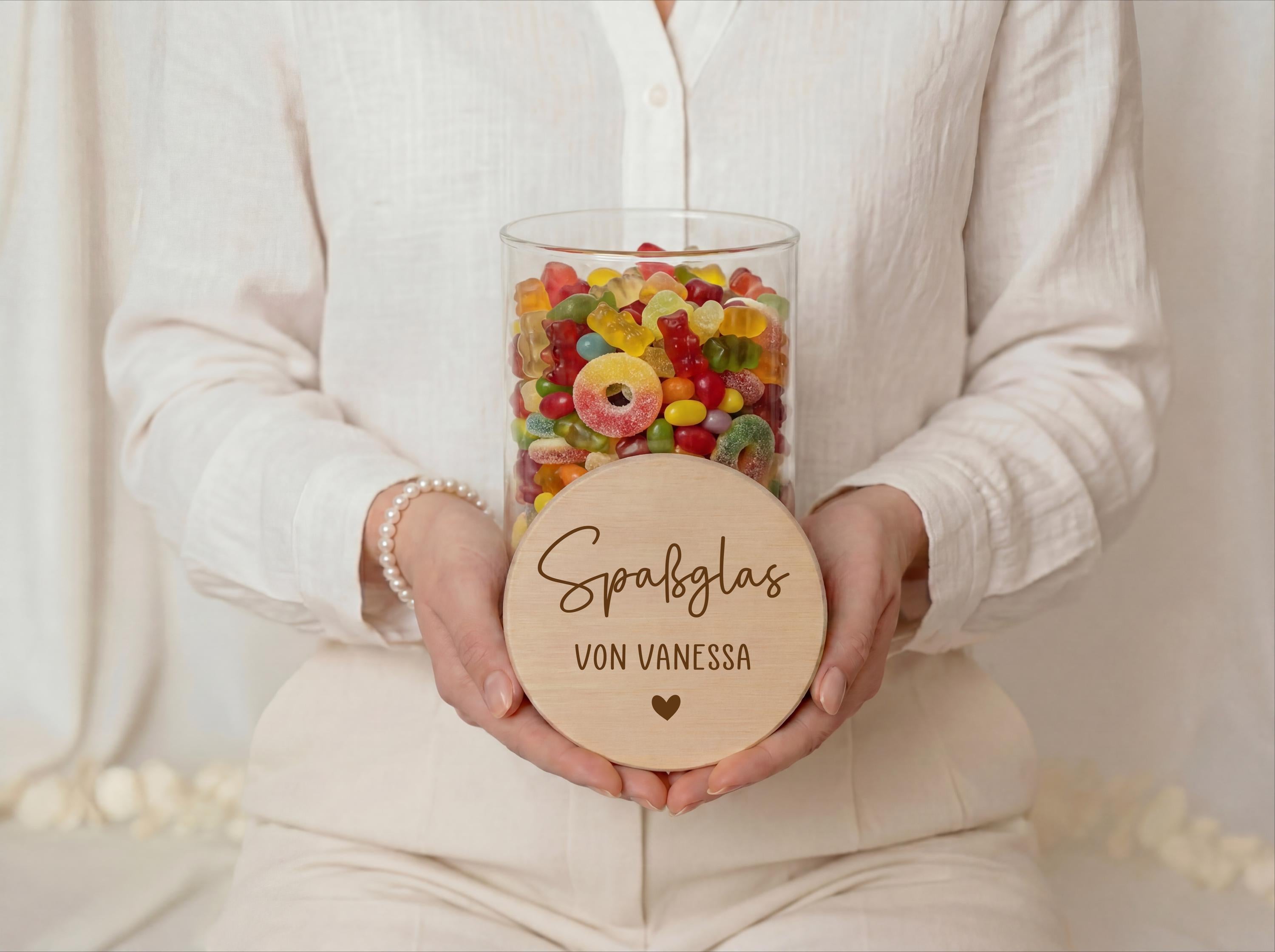 Geschenk Vorratsglas personalisiert Spaßglas mit Name – Süßigkeiten Glas Geschenkidee Freundin Kollege Geburtstag Mitbringsel Glas