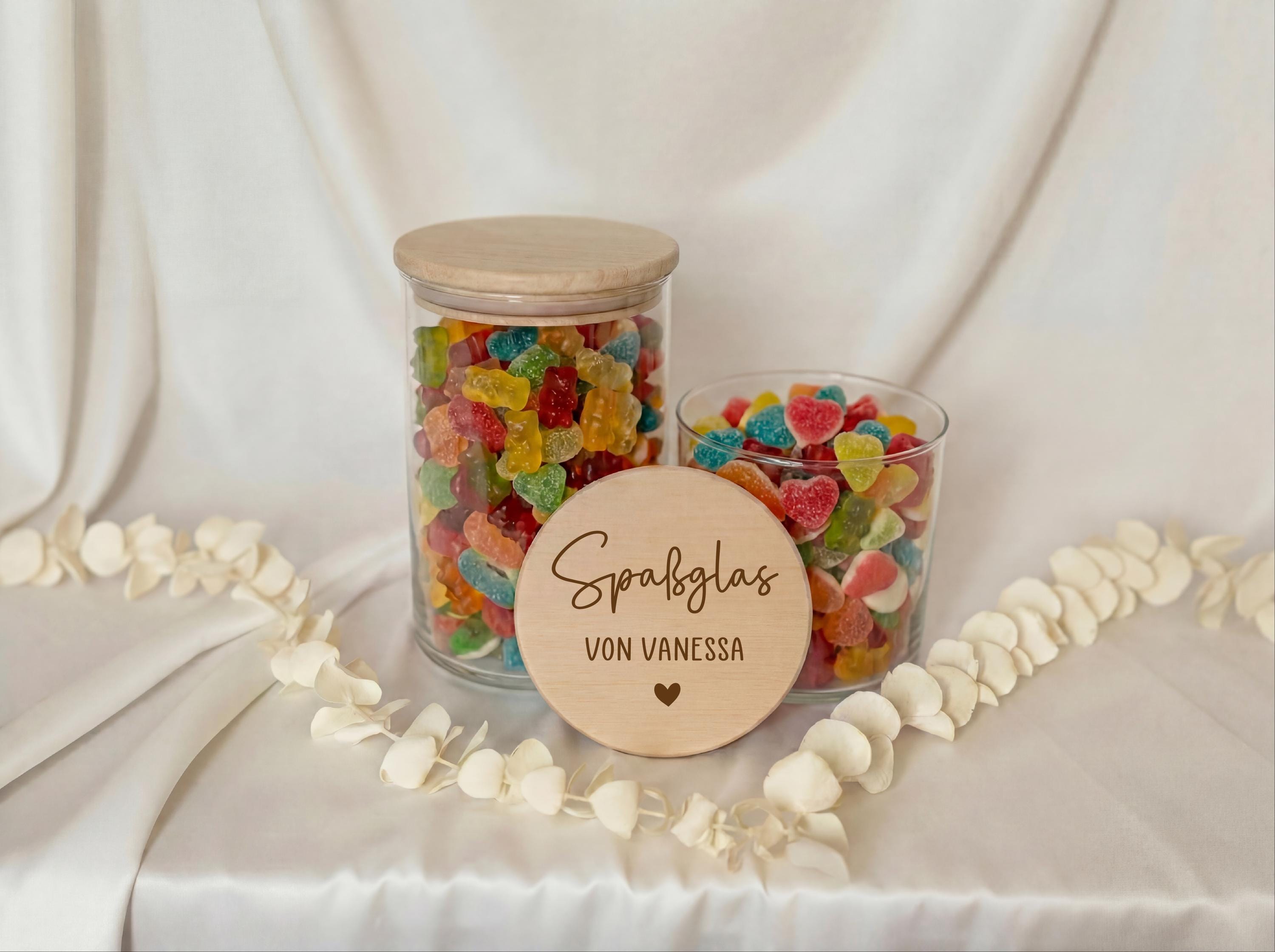 Geschenk Vorratsglas personalisiert Spaßglas mit Name – Süßigkeiten Glas Geschenkidee Freundin Kollege Geburtstag Mitbringsel Glas
