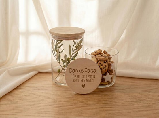 Vatertagsgeschenk Papa Vorratsglas personalisiert – Danke Papa Geschenk Glas mit Gravur – Geschenk für Papa Geburtstag Weihnachten