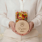 Vatertag, Papa Geschenk – Papabär personalisiertes Vorratsglas mit Name – Geschenk für Papa oder Opa, Süßigkeiten Glas mit Holzdeckel, Opa