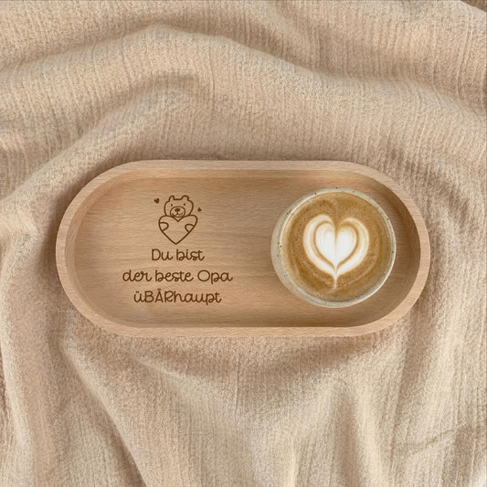 Vatertag Geschenk Opa – bester Opa übärhaupt – Holztablett mit Gravur – personalisiertes Geschenk Opa Bär, Papa Großvater Geschenk