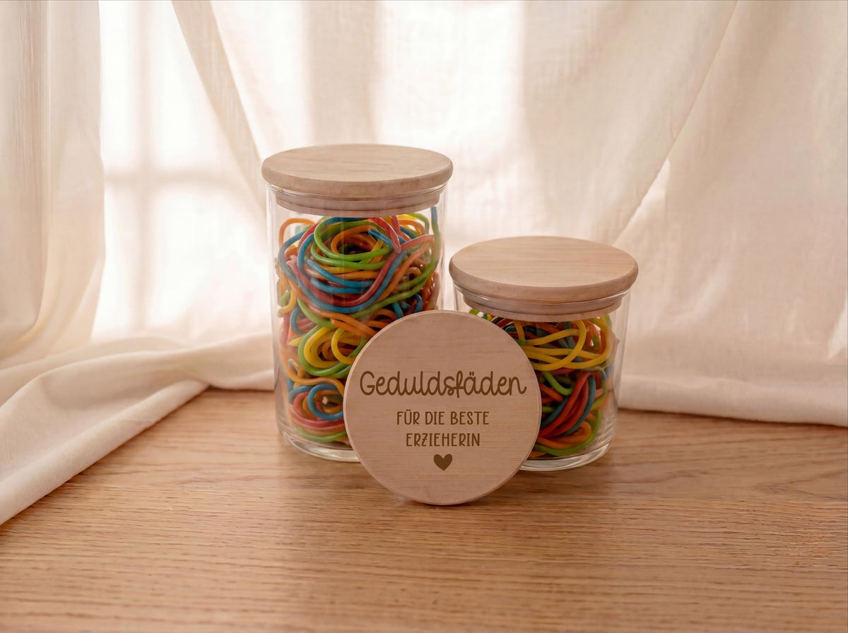 Geschenk Erzieherin – Geduldsfäden für die beste Erzieherin Vorratsglas – Abschiedsgeschenk Kita, Kindergarten Geschenk