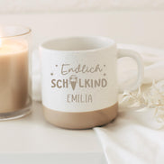 Endlich Schulkind Tasse personalisiert mit Name | Einschulung Geschenk Mädchen Junge | Schultüte Tasse | Geschenk zum Schulanfang Schulstart