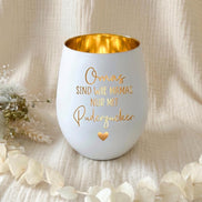 Graviertes Windlicht Oma Geschenk | Weiß Gold oder Schwarz Gold Lasergravur Teelichthalter aus Glas | Geschenk für Oma Windlicht mit Spruch