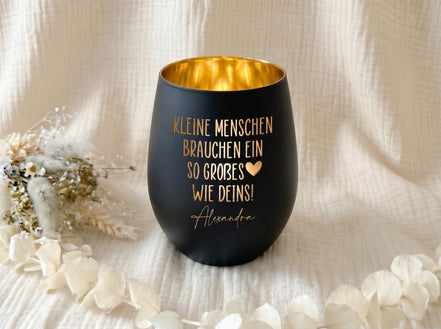 Erzieherin Geschenk & Hebamme Geschenk personalisiert | Windlicht mit Name | Danke für dein großes Herz | Abschied Kindergarten