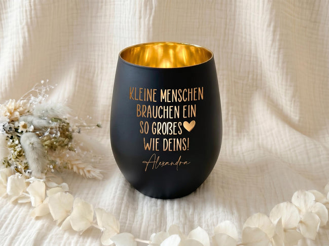 Erzieherin Geschenk & Hebamme Geschenk personalisiert | Windlicht mit Name | Danke für dein großes Herz | Abschied Kindergarten