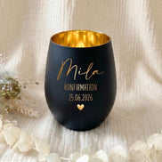 Windlicht Konfirmation personalisiert | Geschenk zur Konfirmation mit Name | Erinnerungsgeschenk Konfirmandin | Graviertes Windlicht