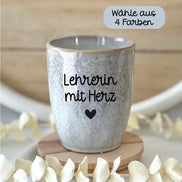Lehrerin mit Herz Becher graviert | Geschenk Lehrerin | Steingut Tasse | Abschied Schule | Stoneware Becher 280 ml - Lehrerin mit Herz