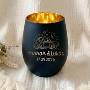 Personalisiertes Windlicht Hochzeit | Hochzeitsgeschenk mit Namen & Datum | Geschenk für Brautpaar | Graviertes Windlicht