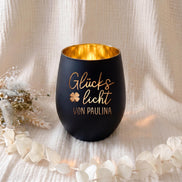Personalisiertes Glückslicht | Windlicht mit Name | Glücksbringer Geschenk | Graviertes Windlicht | Geschenk für Lieblingsmensch
