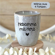 Hebamme Geschenk | Hebamme Becher | Hebamme mit Herz | Steingut Tasse graviert | Danke Hebamme | Stoneware Becher 280 ml