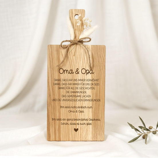 Geschenk für Oma & Opa • Holzbrett Eiche mit Spruch • Danke Oma Opa • Geschenk Großeltern • Geburtstagsgeschenk • Weihnachten
