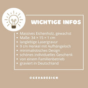 Hochzeitsgeschenk personalisiert • Verliebt Verlobt Verheiratet • Holzbrett Eiche mit Namen & Datum • Geschenk Brautpaar Hochzeit
