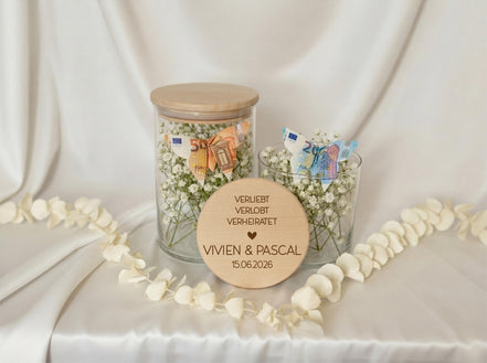 Geldgeschenk Hochzeit personalisiert | Verliebt Verlobt Verheiratet | Hochzeitsgeschenk mit Namen | Geschenk zur Hochzeit Brautpaar Geschenk