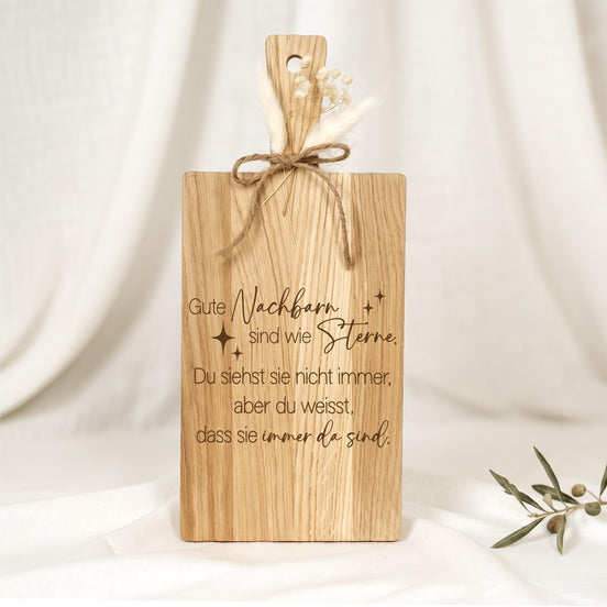Geschenk für Nachbarn • Holzbrett Eiche mit Spruch • Danke liebe Nachbarn • Einweihungsgeschenk Nachbarn • Nachbarschaft Geschenk