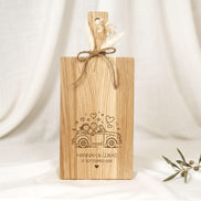 Hochzeitsgeschenk personalisiert • Holzbrett Eiche mit Namen & Datum • Geschenk Brautpaar • Hochzeit Erinnerung • Auto Motiv mit Herz
