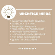 Lustiges Geschenk Holzbrett • Wer schön sein will muss lächeln • Küchenbrett Eiche • Geschenk mit Spruch, Geburtstagsgeschenk