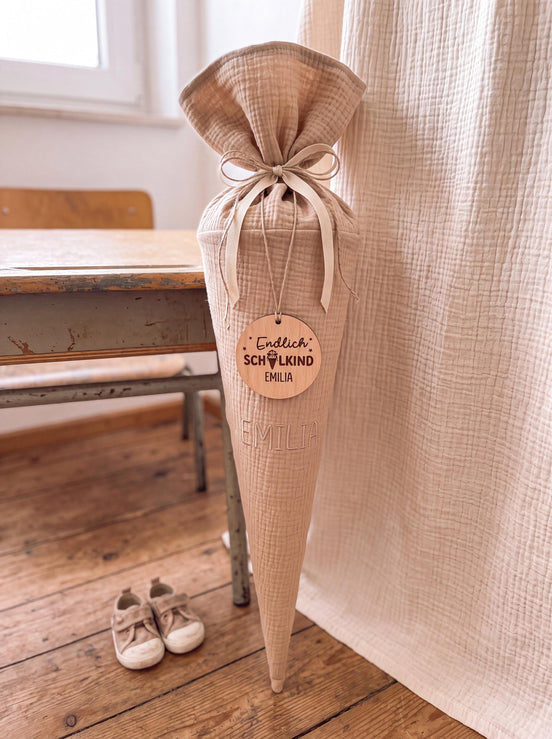 Schultüten Anhänger aus Holz personalisiert – Geschenk zur Einschulung mit Name, Holzanhänger für Schultüte, Schulkind 2026,