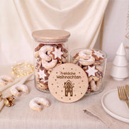 Plätzchendose Weihnachten mit Gravur | Keksdose Weihnachtsgeschenk | Mitarbeiter Geschenk | Vorratsglas Fröhliche Weihnachten, Oma & Opa