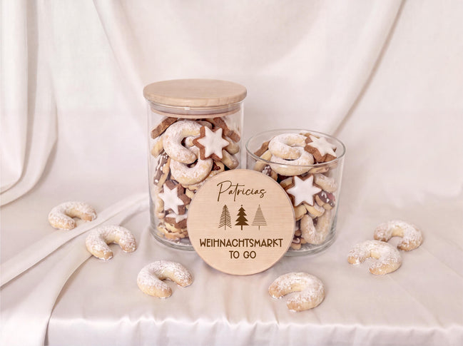 Personalisierte Plätzchendose Weihnachtsmarkt to go mit Name | Keksdose Weihnachten | Weihnachtsgeschenk | Mitarbeiter Geschenk