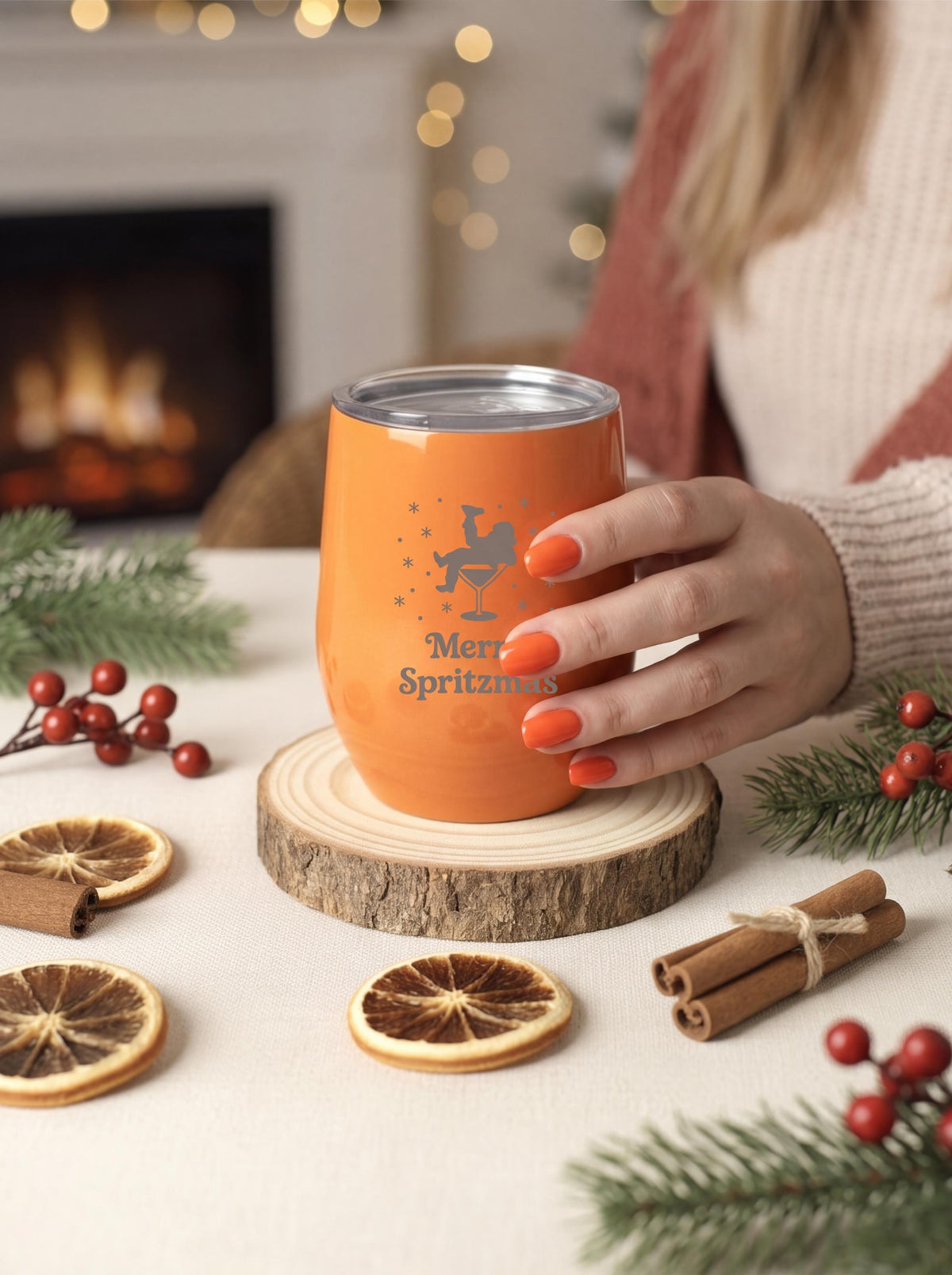 Merry Spritzmas Thermobecher – Weihnachtsgeschenk für Frauen – Edelstahl Becher mit Gravur – Spritz Geschenk – Weihnachtsbecher 354ml