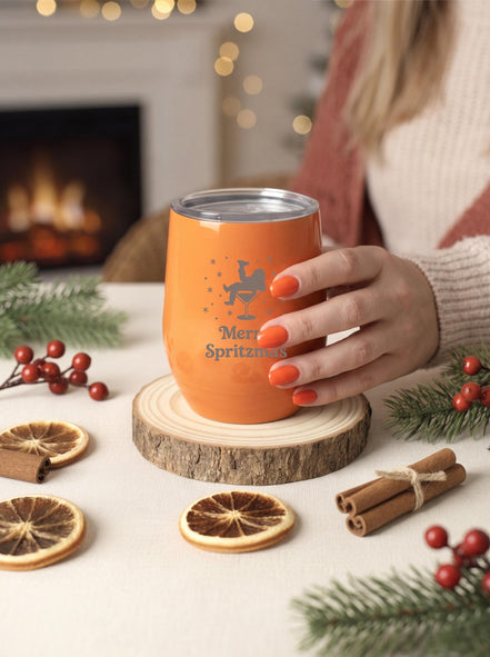 Merry Spritzmas Thermobecher – Weihnachtsgeschenk für Frauen – Edelstahl Becher mit Gravur – Spritz Geschenk – Weihnachtsbecher 354ml