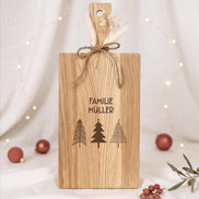 Weihnachtsgeschenk Familie • Holzbrett Eiche mit Familienname • Geschenk Weihnachten • Schneidebrett mit Gravur, Weihnachtsbaum