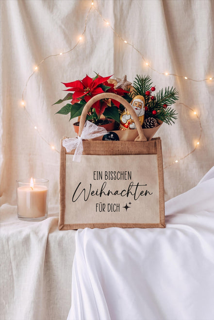 Jutetasche Weihnachtsgeschenk Mitarbeiter – Gastgeschenk Weihnachten, Wichtelgeschenk, Kundengeschenk, Geschenk Kollegen, Firmengeschenk