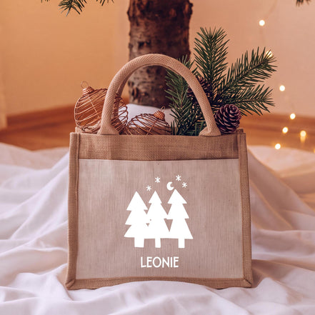 Personalisierte Jutetasche Weihnachten mit Name – Weihnachtsgeschenk Kinder, Nikolaus Geschenk, Geschenktasche Weihnachten