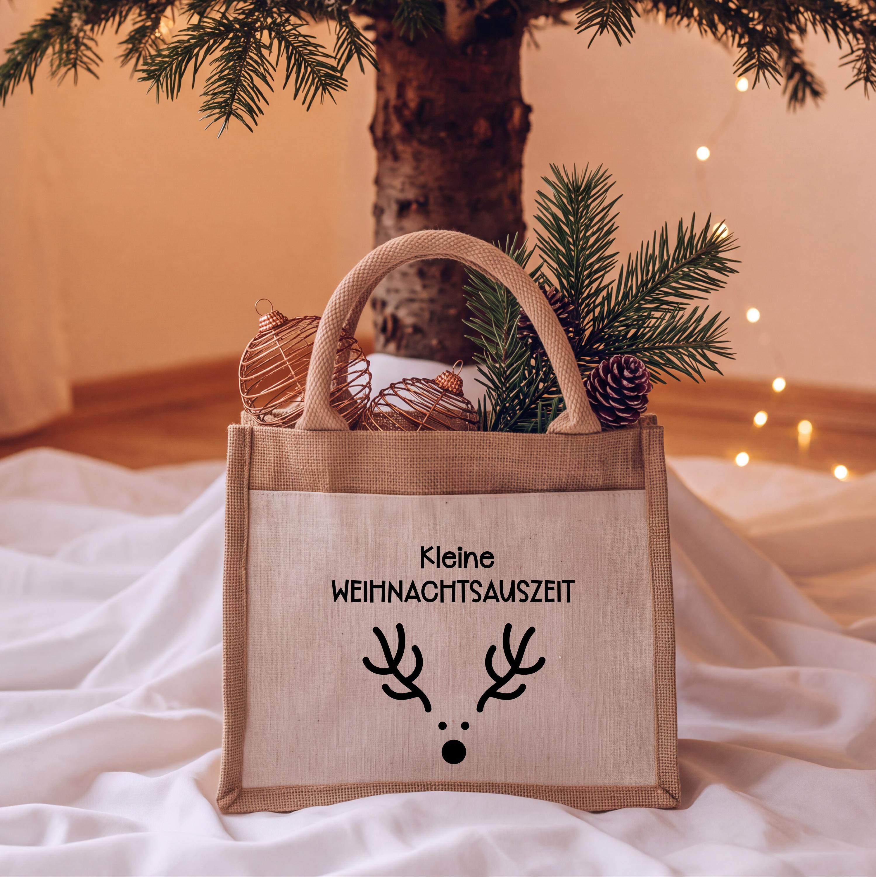Weihnachtstasche Kleine Weihnachtsauszeit – Jutetasche Weihnachten, Geschenk Mitarbeiter, Kollegin, Erzieherin, Weihnachtsgeschenk