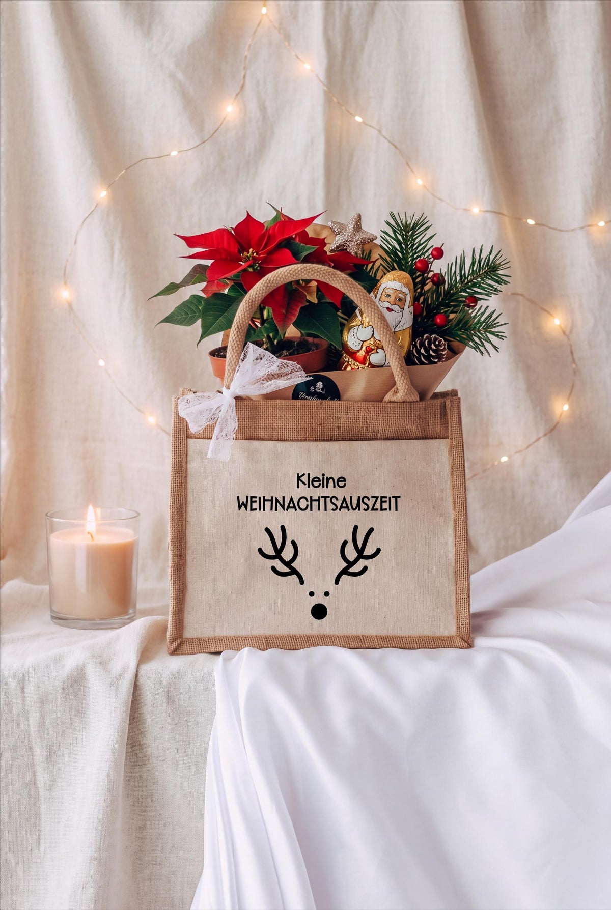 Weihnachtstasche Kleine Weihnachtsauszeit – Jutetasche Weihnachten, Geschenk Mitarbeiter, Kollegin, Erzieherin, Weihnachtsgeschenk