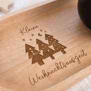 Weihnachtsgeschenk Mitarbeiter – Kleine Weihnachtsauszeit – Holztablett mit Gravur – Geschenk Kollegen Kollegin – Firmengeschenk