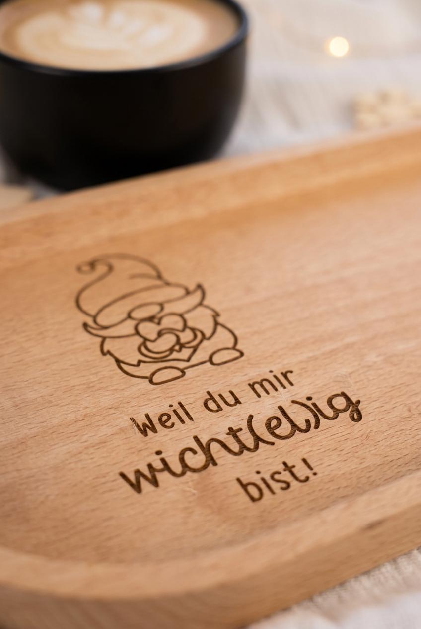 Weihnachtsgeschenk – Weil du mir wicht(el)ig bist – Wichtelgeschenk mit Gravur – Holztablett Weihnachten – Geschenk Mitarbeiter Kollegen