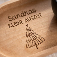 Personalisiertes Weihnachtsgeschenk – Kleine Auszeit mit Name – Holztablett mit Gravur – Geschenk Weihnachten Mitarbeiter Kollegen