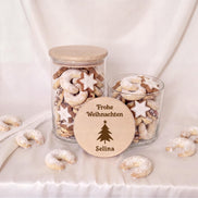 Personalisierte Plätzchendose Weihnachten mit Name | Keksdose Weihnachtsgeschenk | Mitarbeiter Geschenk | Vorratsglas mit Gravur, Oma Opa