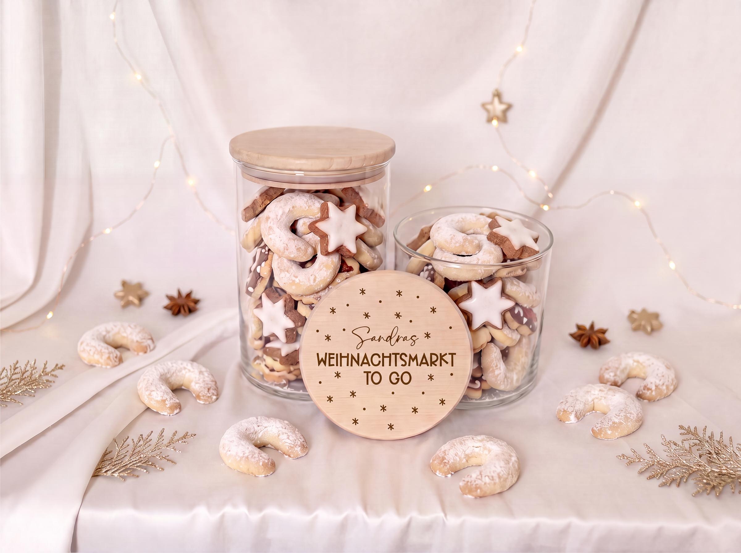 Personalisierte Plätzchendose Weihnachtsmarkt to go mit Name | Weihnachtsgeschenk | Keksdose | Mitarbeiter Geschenk Weihnachten