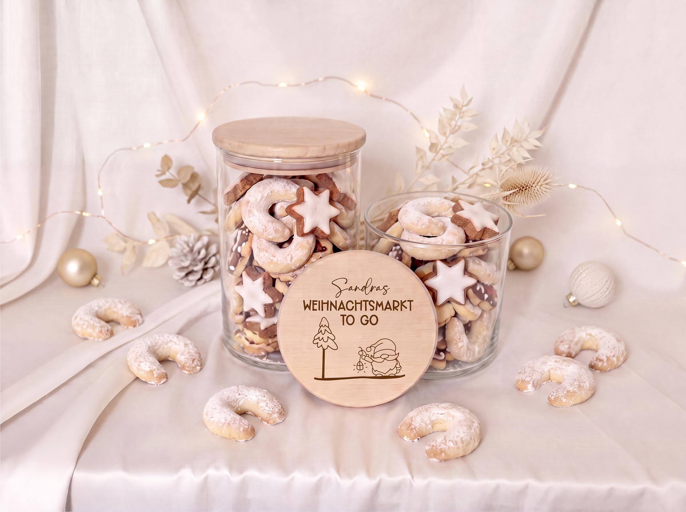 Personalisierte Plätzchendose Weihnachtsmarkt to go mit Name | Keksdose Weihnachten | Mitarbeiter Geschenk | Weihnachtsgeschenk