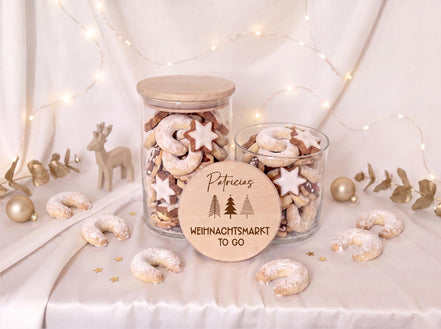 Personalisierte Plätzchendose Weihnachtsmarkt to go mit Name | Keksdose Weihnachten | Weihnachtsgeschenk | Mitarbeiter Geschenk