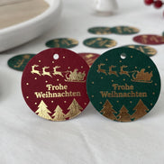 Geschenkanhänger Weihnachten | Frohe Weihnachten Anhänger mit Goldfolie | Weihnachtsanhänger Rot Grün | Geschenketiketten für Geschenke